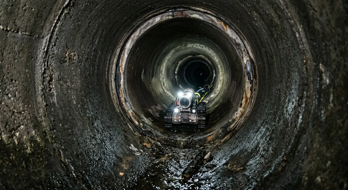Robotic sewer camera inspecting pipe interior for Sewer Line Cleaning in Moreno Valley